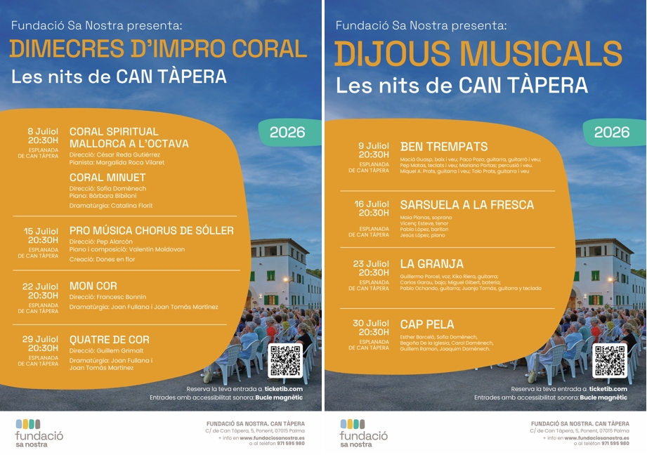 LA FUNDACIÓ SA NOSTRA PRESENTA LA QUARTA EDICIÓ DE “LES NITS DE CAN TÀPERA”